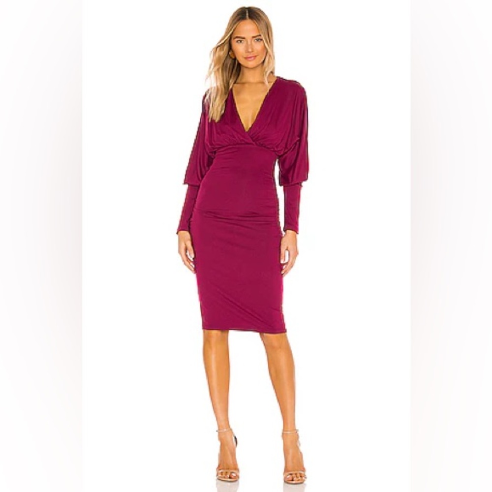 SUSANA MONACO Wrap Dolman Ruched Dress in Wildberry size S
